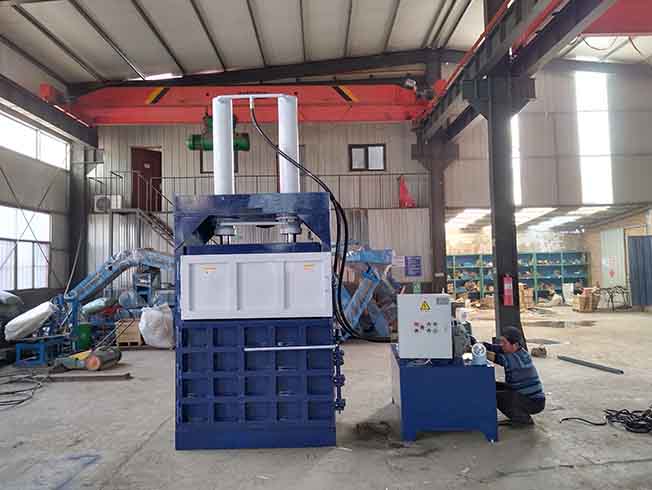 Hydraulic Press Baler Machine Working In A Sisal Bale